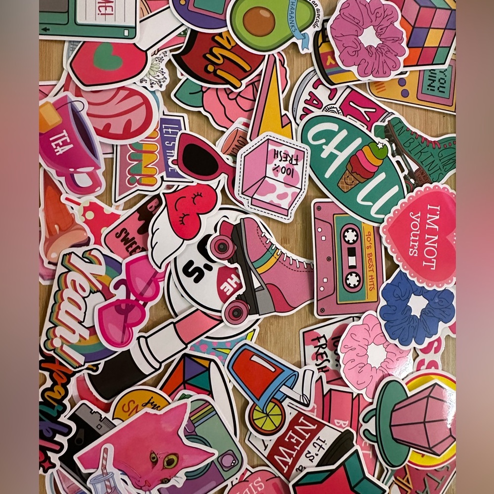 75 Retro Vinyl Stickers Pink 90’s